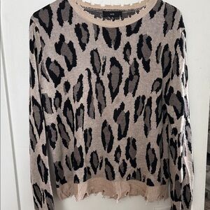 Fate Leopard Print Sweater - Black and Cream